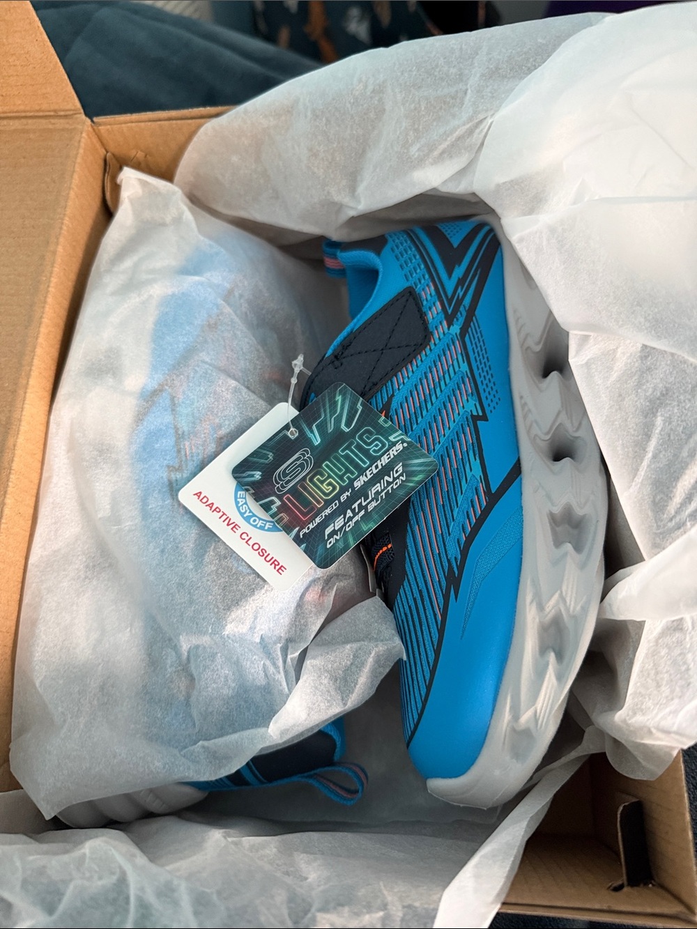 Skechers Boys' Blue and Black Light-Up Slip-On Athletic Sneakers size 1.5.